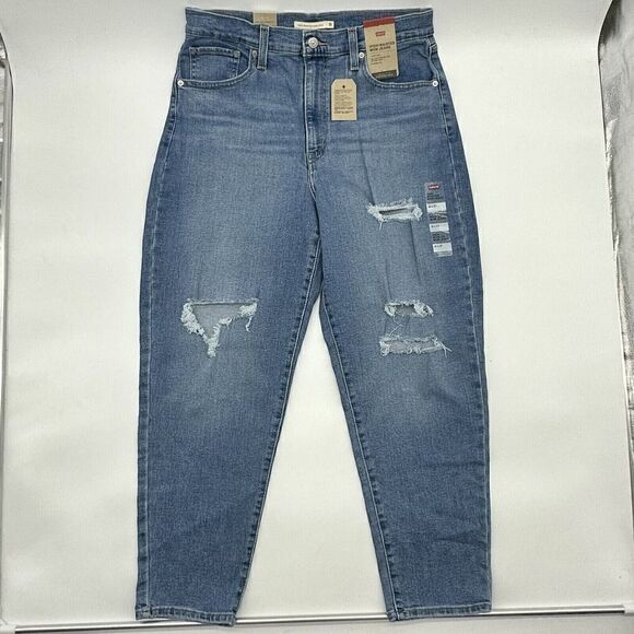 Levi's High Waisted Mom Jeans Women's Size 31x27 Distressed Denim Blue Jeans NWT - Picture 2 of 8